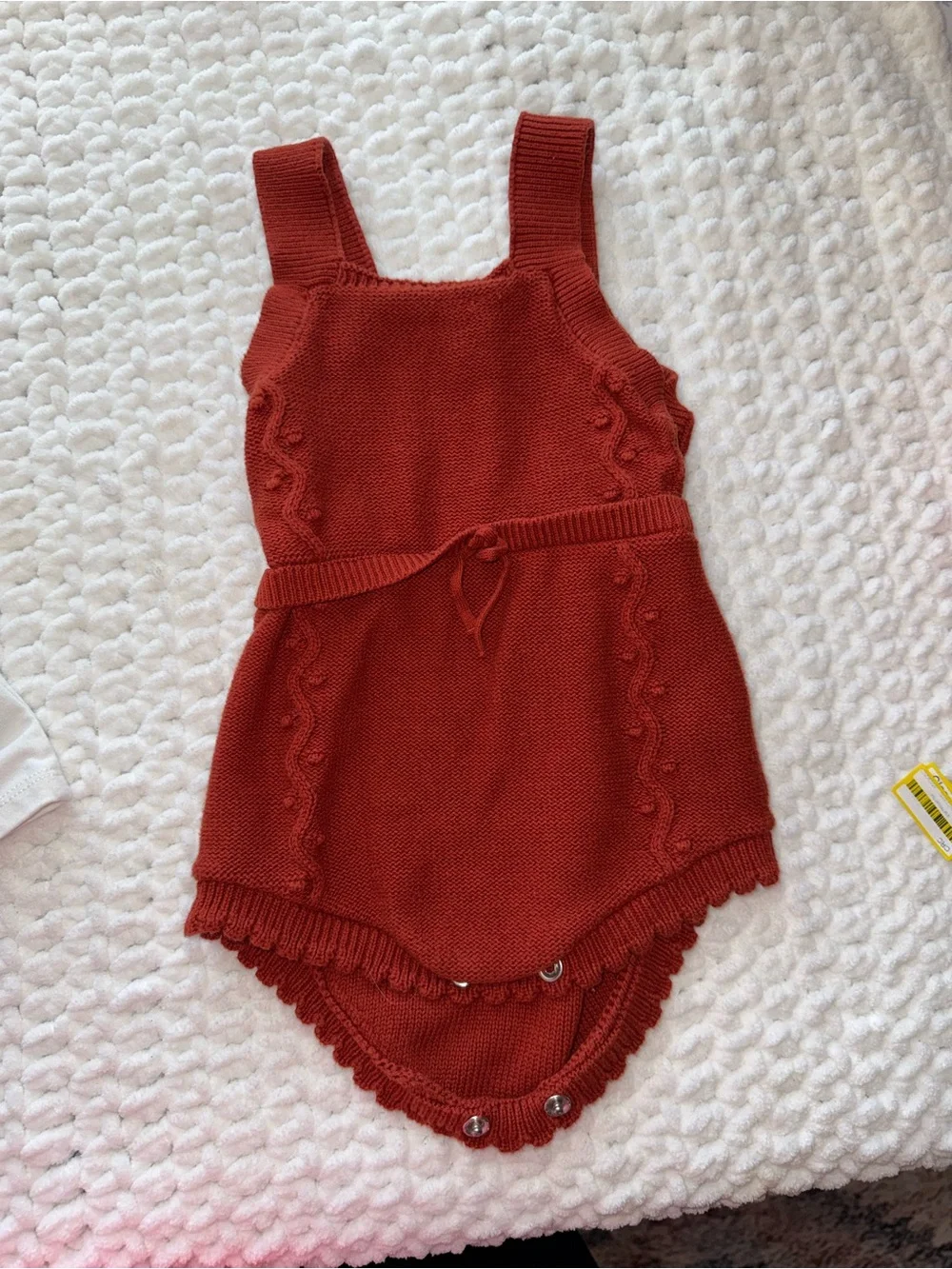 Cat & Jack White Top with Rust Knit Romper Set